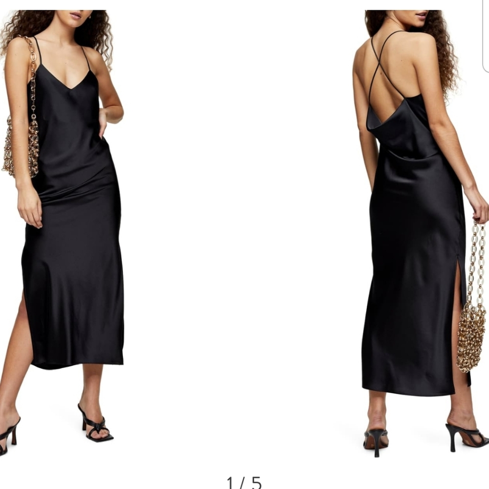 TOPSHOP nordstrom satin black slip dress size 4